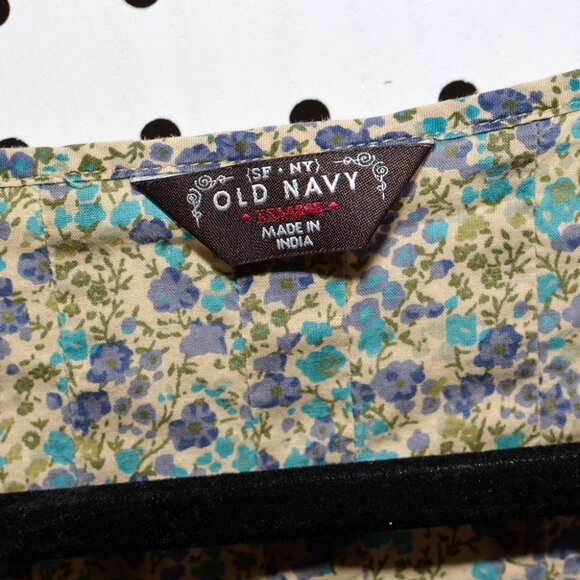 Plus Size XXL Old Navy Ditsy Floral Cotton Pleated Short Cap Sleeve Blouse Top - Picture 8 of 13